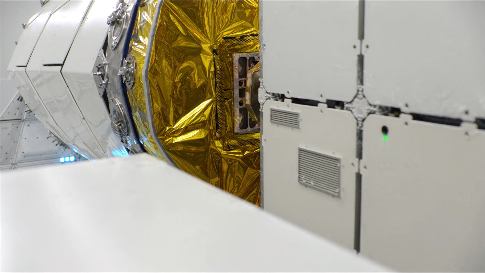 Sovereign communications satellite during clean-room integration
