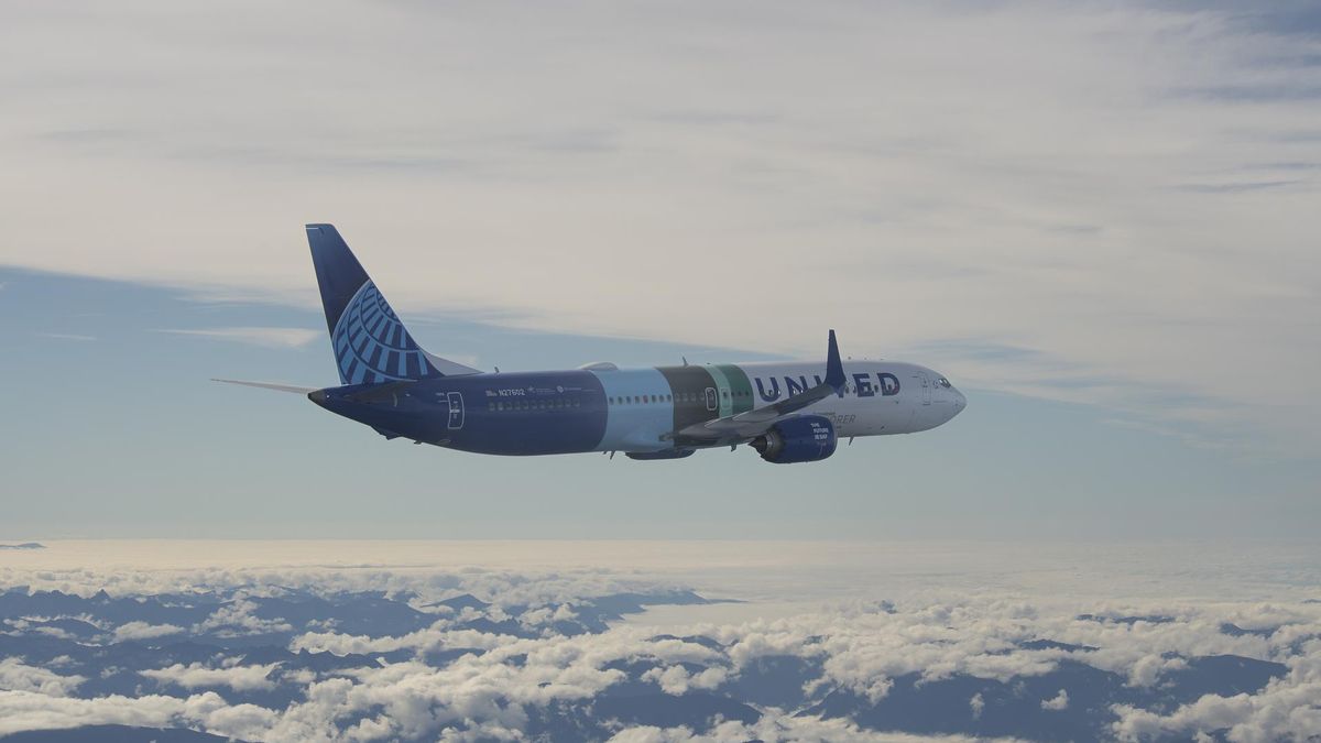 Boeing 737 MAX airliner in flight above cloud